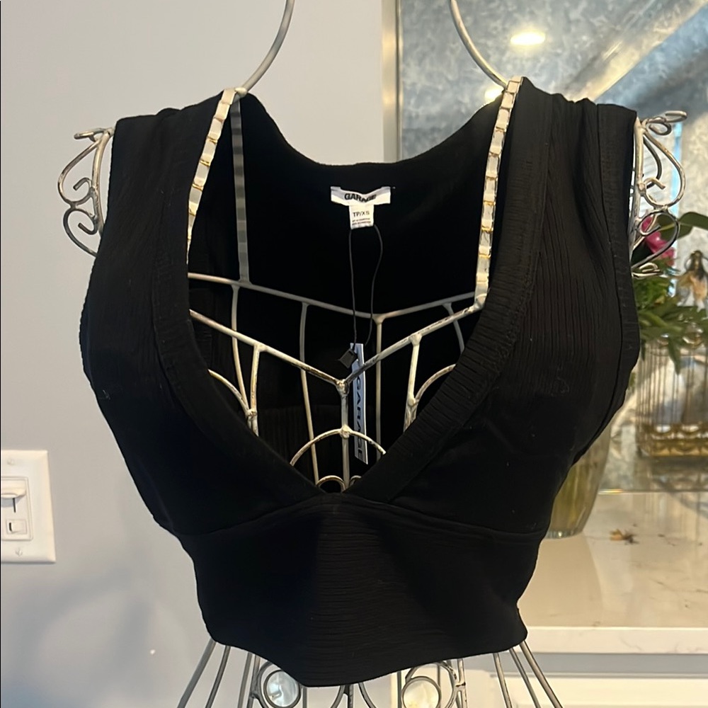 Garage Black Sleeveless Crop Tank Top